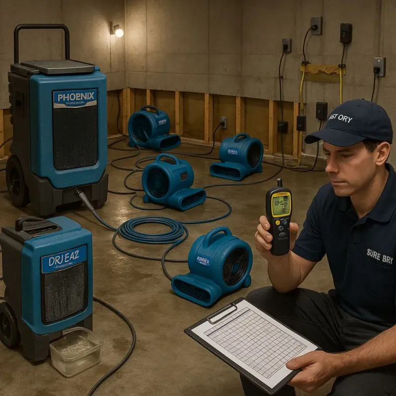 Structural Drying and Dehumidification process in Thatcher, AZ